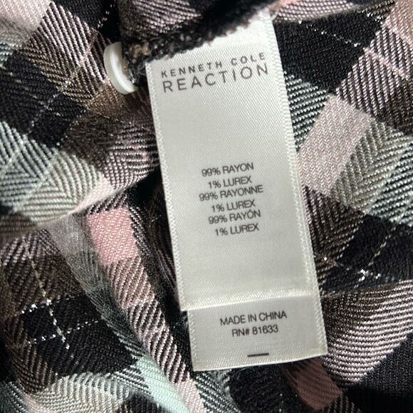 Kenneth Cole Reaction Plaid Button-Down Shirt, Size M - Picture 4 of 6